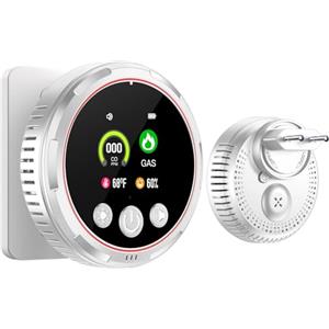 Gedsffati Rilevatore di Gas e Monossido di Carbonio con Spina e Batteria per Casa, Rivelatore di Gas Combustibile per Gas Naturale LPG Metano Propano Butano, Bianco, HD13-CG