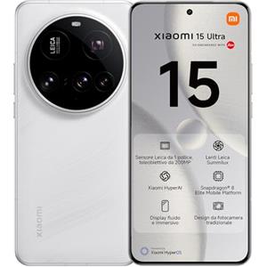 Xiaomi 15 Ultra Smartphone, 16+512GB, Bianco, Lenti Leica Summilux, Sensore principale da 1 pollice, 200MP, Batteria da 5.410mAh, HyperCharge da 90W, HyperAI (Caricabatterie non incluso)