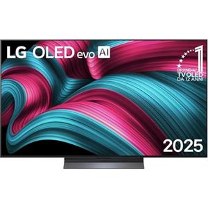 LG OLED evo AI C5 TV 55 pollici, Smart TV 4K, Processore α9 Gen8, Brightness Booster, webOS con AI, Dolby Vision & Atmos, Gaming con VRR e GSYNC 4K@144Hz, OLED55C56LB 2025