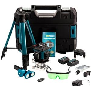 TANIASHOP Livella Laser Tracciatore Autolivellante 4D 16 Linee 360° Raggio Verde 2 Batterie Controllo Touch per Edilizia, Cartongesso, Piastrellista con Supporto Treppiede, Telecomando e Valigetta