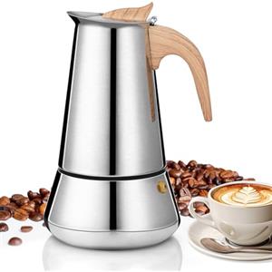 VINATO Caffettiera Moka 350ml per Induzione - 6 Tazze in Acciaio Inox, Macchina per Caffè Espresso Italiano per Tutti i Fuochi