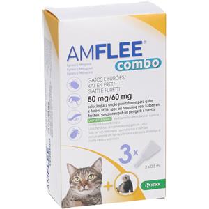 Amflee Combo - Trattamento Antiparassitario Spot-On per Gatti e Furetti, 3 Pipette da 0,5 ml