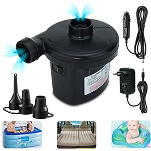 TECHSHARE Pompa Elettrica Portatile 2 in 1 per Materasso Gonfiabile, Piscina, Divano - Gonfia e Sgonfia con 3 Ugelli