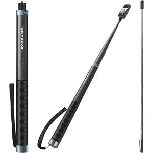 REYGEAK Bastone per selfie esteso da 300 CM per Insta360 X4,3 m, ultra lungo, invisibile, con vite da 1/4, monopiede in fibra di carbonio impermeabile per Insta360 X4/X3/X2/ONE/ONE RS/ONE