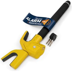 URBAN UR978Y Antifurto Auto Doppia Sicurezza, Blocca Sterzo Senza/Con Allarme 120dB+LED Più Sicuro e Visibile, Bloccasterzo Brevettato, Bloccaggio Automatico, Blocco Volante Meccanico Universale
