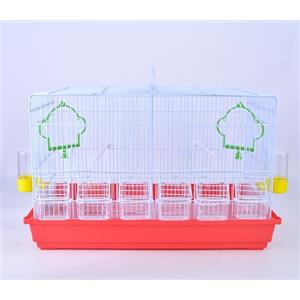 Pet's Solution - Gabbia Cova per Uccelli come Canarini, Ideale per Allevamento, con Beverini, Altalene, Divisorio, Posatoi e Mangiatoie - Rosso 58X35X36,5h cm