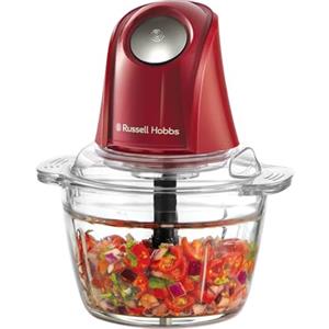 Russell Hobbs Mini tritatutto elettrico [contenitore in vetro con coperchio] Desire Red (500 ml, trita verdure, mixer, trituratore multiuso e universale per verdura, frutta e carne) 24660-56