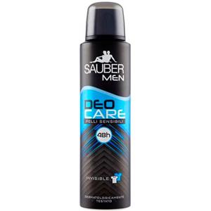 SAUBER Men Deo Care - Deodorante Spray per Pelli Sensibili 150ml con Protezione 48h e 0% Alcool