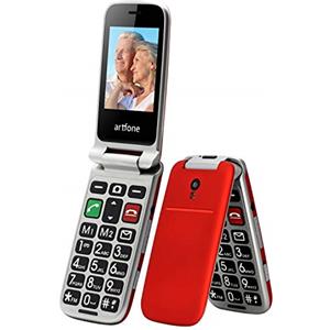 artfone CF241A Telefono Cellulare per Anziani丨GSM Flip Telefoni Cellulari con Tasti Grandi丨2.4 Display丨Funzione di orario丨Funzione SOS丨Volume Alto丨Doppia SIM丨Batteria da 1300 mAh丨Torcia丨FM - Rosso