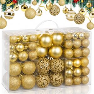 Bakaji Confezione 100 Palline Di Natale Diametro 3/4/6 cm Addobbi e Decorazioni Per Albero Di Natale (Oro)