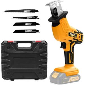 Aoikoy Sega a Gattuccio Compatibile con Dewalt 21V, Seghetto Elettrico Senza Filo con 4 Lame, Velocità Regolabile 0-2500 RPM per Taglio di Legno/Metallo/PVC (Senza Batteria)