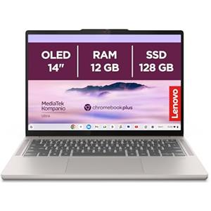 Lenovo Chromebook Plus 14" - Notebook Display OLED WUXGA (1920x1200), MediaTek Kompanio U910, 12GB RAM, 128GB eMMC, Wi-Fi7, ChromeOS - Seashell