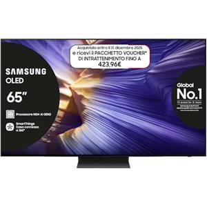 Samsung Smart TV 65'' QE65S94FATXZT OLED 4K, NQ4 AI Gen3 Processor, 4K AI Upscaling Pro, Motion Xcelerator 144Hz, Dolby Atmos & OTS Lite, LaserSlim Design, 2025
