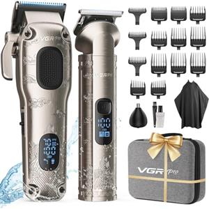 Vgrpro Tagliacapelli uomo professionale, Tagliacapelli Senza Fili per Macchinetta per Capelli, set di Capelli Trimmer e Taglia capelli uomo elettrico Con confezione (Argento)