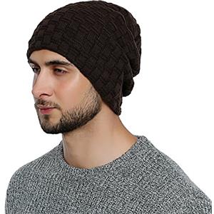 DonDon Berretto Uomo Berretto Invernale Cuffia di Lana Slouch Beanie con Fodera in Pile - Marrone