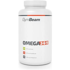 GymBeam Integratore Omega 3-6-9, 800mg Olio di Pesce, 600mg Olio di Semi di Lino, 580mg Olio di Girasole, Con EPA, DHA e Vitamina E, per la Salute del Cuore, Fonte di Acidi Grassi (120 cps)
