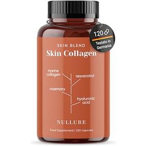 Nullure Collagene Marino con Acido Ialuronico Coenzima Q10 Complex | Pelle · Articolazioni · Ossa | Collagene Idrolizzato + Acido Ialuronico + Vitamina C + Magnesio + Resveratrolo | 120 capsule