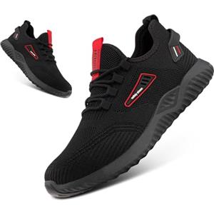 Hitmars Scarpe Antinfortunistiche Uomo Donna Scarpe da Lavoro Scarpe Antinfortunistica Safety Shoes Lacci Cucina Scarpe di Sicurezza Nero EU36