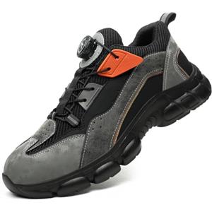 Gugifcto Scarpe Antinfortunistiche Uomo Donna da Lavoro Leggere Comodo Antiforatura Scarpa Sicurezza BlackGrey 42EU