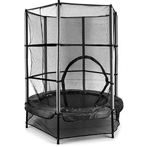 KLAR FIT Klarfit Rocketkid - Tappeto Elastico per Bamabini, Trampolino Elastico, Pedana Salto, Ideale dai 3 Anni, Diametro 140 cm, Rete di Protezione, Corda Bungee, Carico Max 50kg, Nero