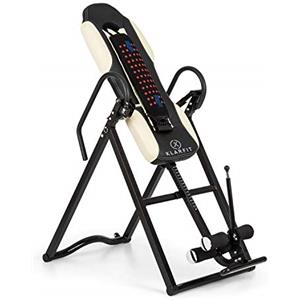 KLAR FIT Ease Delux - Panca ad Inversione Gravitazionale, Massaggi alla Schiena, Funzione Riscaldante, Inclinazione Regolabile a 20, 40 e 60°, Max 136 kg, per Altezza da 1,54 a 1,98m, Beige