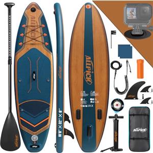 ALLPICK Sup Gonfiabile, Stand Up Paddle Board Gonfiabile, Con Supporto Universale per Fotocamera, Accessori Completi, Tavola da Sup Surf, Principianti e Avanzati, 200kg (Moda - Blu navy)