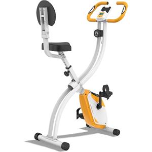 Ultrasport F-Bike Cyclette da Casa Pieghevole I Cyclette Pieghevole da Casa fino a 130 KG con Sella Extra Confortevole e LCD Display, Cyclette da Camera (Arancione-Bianco)