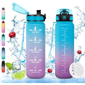 Vikaster Borraccia Sportiva, Borraccia 1l, Borraccia Sport, Borracce ciclismo, Senza BPA & Prova di Perdite, Borracce per Bambini, Adulto, Bici, Scuola, Ufficio, Yoga, Palestra, Campeggio