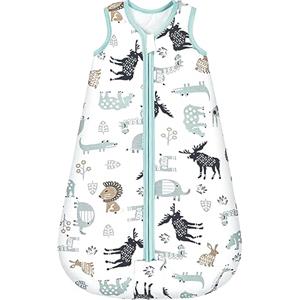 Mosebears Sacco nanna invernale per bambini, 2,5 tog, 100% cotone, per diverse misure dalla nascita all'età di 24 mesi (blu zoo, 12-18 mesi)