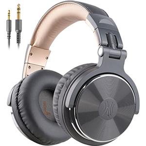 OneOdio Pro 10 Cuffie Over Ear, Cuffie Cablate con Shareporte Microfono, Jack 3,5 mm e 6,35 mm, Cuffie perRegistrazione, Mixaggio, Monitoraggio in Studio, DJ, Chitarra,Podcast, PC(Oro nero)