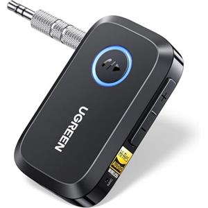 UGREEN Ricevitore Bluetooth 6.0 LDAC con Jack Aux da 3,5mm e Adattatore Audio Jack 3.5mm con Microfono Incorporato e Cavo per Auto Altoparlante Domestico Amplificatore