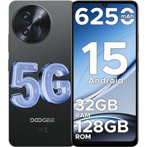 DOOGEE Note 59 5G Smartphone Android 15, 32GB+128GB/2TB TF Telefono, 6.75" HD+ 120Hz Cellulare, 6250mAh Batteria Cellulari, Octa-core Telefoni, 16MP+8MP/Widevine L1/NFC/Face ID/GPS/OTG, Nero