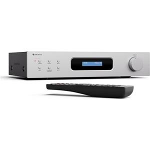 Auna Art22 - Amplificatore HiFi Bluetooth & Radio DAB+, 2x60W, Stereo, Ingressi Ottici & Coassiali, FM, CD/DVD, Telecomando, Design Compatto, Bianco-Argento
