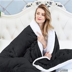 CHOSHOME Coperta Pile Doppio Strato Vello, Coperta Calda e Confortevole Coperta Divano Super Caldo Morbida Plaid Divano Super Morbida 130x150CM Nero