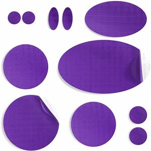 aZengear Toppe per riparazione piumini | Tessuto in nylon pre-tagliato, autoadesivo, morbido, impermeabile, resistente agli strappi per fissare i fori nei vestiti, sacchi a pelo (11 pezzi, Viola)