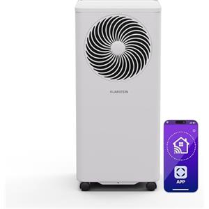 Klarstein Aero Ring Condizionatore Portatile - 7,000 BTU, 3-in-1 Raffredda, Deumidifica & Ventila, Controllo App & Vocale, Per Stanze Fino a 25 m², Classe A, R290, Rotelle Scorrevoli, Bianco