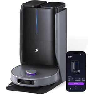 3i P10 Ultra Robot Aspirapolvere Lavapavimenti 18000 Pa Grigio,Panno Estensibile, Lavaggio&Asciugatura ad Acqua Calda, Auto-svuotamento, Auto-riempimento, Evitamento Ostacoli con IA