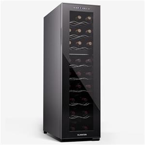 KLARSTEIN Cantinetta Vino Refrigerata a Zona Doppia per Interno/Esterni, Frigo Bar, Cantina Vino con Porta in Vetro, Mini Frigo Silenzioso, Frigorifero Piccolo Touch Control, 5-18°C, 24 Bottiglie