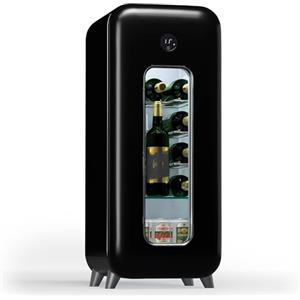 Klarstein Cantinetta Vino Refrigerata a Zona Singola per Interno/Esterni, Frigo Bar, Cantina Vino con Porta in Vetro, Mini Frigo Silenzioso, Frigorifero Piccolo Touch Control, 5-18°C, 15 Bottiglie