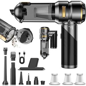 mtchavno Aspirabriciole Senza Fili Potente, 21000Pa 4 in 1 Aspirapolvere Auto Portatile con Scarico Polvere Automatico a un Tocco,Aspiratore e Soffiatore con Motore Brushless,Mini Aspirapolvere Potente