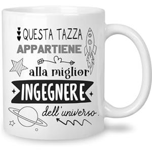 Yufansd Mug Tazza Ingegnere - aIla Miglior Ingegnere dell'Universo - Regali per Ingegnere, Regalo Laurea, Regali Originali Ingegneria Idee Regalo Natale Colazione Caffè Ceramica 350 ML (Ingegnere)