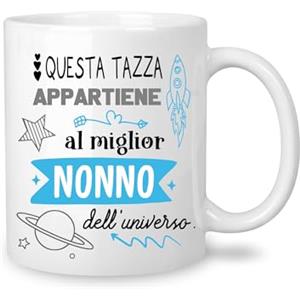 Yufansd Mug Tazza Caffè - Al Miglior Nonno dell'Universo - Regalo Originale per Festa dei Nonni, Compleanno, Festa del Papà, Natale - Ceramica 350 ML