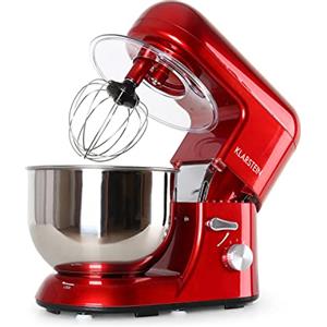 KLARSTEIN Bella Rossa - Impastatrice, Planetaria, Mixer da Cucina, 1300 W, 5,2 L, Sistema Planetario, 6 velocità, Terrina in Acciaio, Ganci in Pressofusione, Braccio Multifunzionale, Rosso