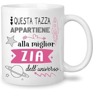Yufansd Mug Tazza Zia - La Miglior Zia dell'Universo - Regalo Originale per Zietta da Nipote - Compleanno, Matrimonio, Festa della Mamma, Natale - Tazza Caffè in Ceramica 350 ML