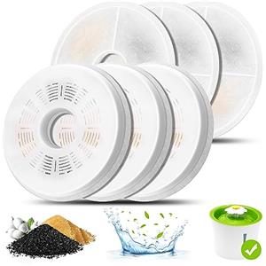 Mukkela Filtri Fontanella per Gatti, 6 Pezzi di Filtri da fontana ad acqua gatto per Fontana erogatrice d'acqua per animali domestici da 3L, Filtri di ricambio Triple Action Set Filtri per Fontanelle