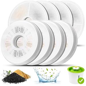 Mukkela Filtri Fontanella per Gatti, 8 Pezzi di Filtri da fontana ad acqua gatto per Fontana erogatrice d'acqua per animali domestici da 3L, Filtri di ricambio Triple Action Set Filtri per Fontanelle