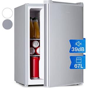 Klarstein Mini Frigo Retro, Frigo Portatile da Camera con Freezer 4L, Frigorifero Piccolo Silenzioso da Ufficio, Mini Frigo Bar con Ripiani Rimovibili, Frigo Bar da Campeggio, Temperatura 5-14°C, 67L