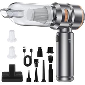 HOVIN Aspirapolvere Auto - 20000pa Mini Aspirapolvere Senza Fili, Aspirabriciole Potente Senza Fili, Aspirapolvere Portatile ad Alta Potenza Può Essere Utilizzato Come Pompa Gonfiante (Argentato-oro)