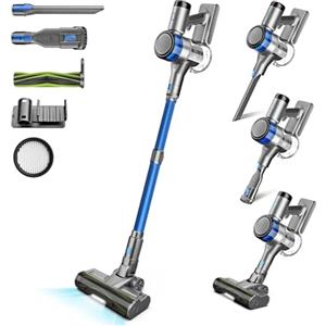 Dzaki Aspirapolvere Senza Fili, Scopa Elettrica Senza Fili Potente 45Kpa, 55Min Autonomia, Batteria Rimovibile, Display LED, Aspirapolvere Senza Sacco Anti-groviglio per Peli Animali Tappeti Pavimenti