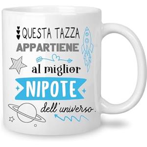 Yufansd Mug Tazza Nipote - al Miglior Nipote dell'Universo - Regali per Nipote Maschio da Zia Zio Originale Regalo di Compleanno Matrimonio Natale per Nipote Tazza Caffè Ceramica 350 ML (Nipote-Uomo)